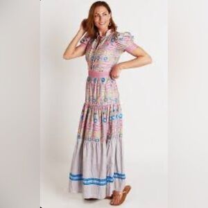 CK Bradley, Annabelle Short Sleeve Dress, Wildflower Gray, Medium EUC